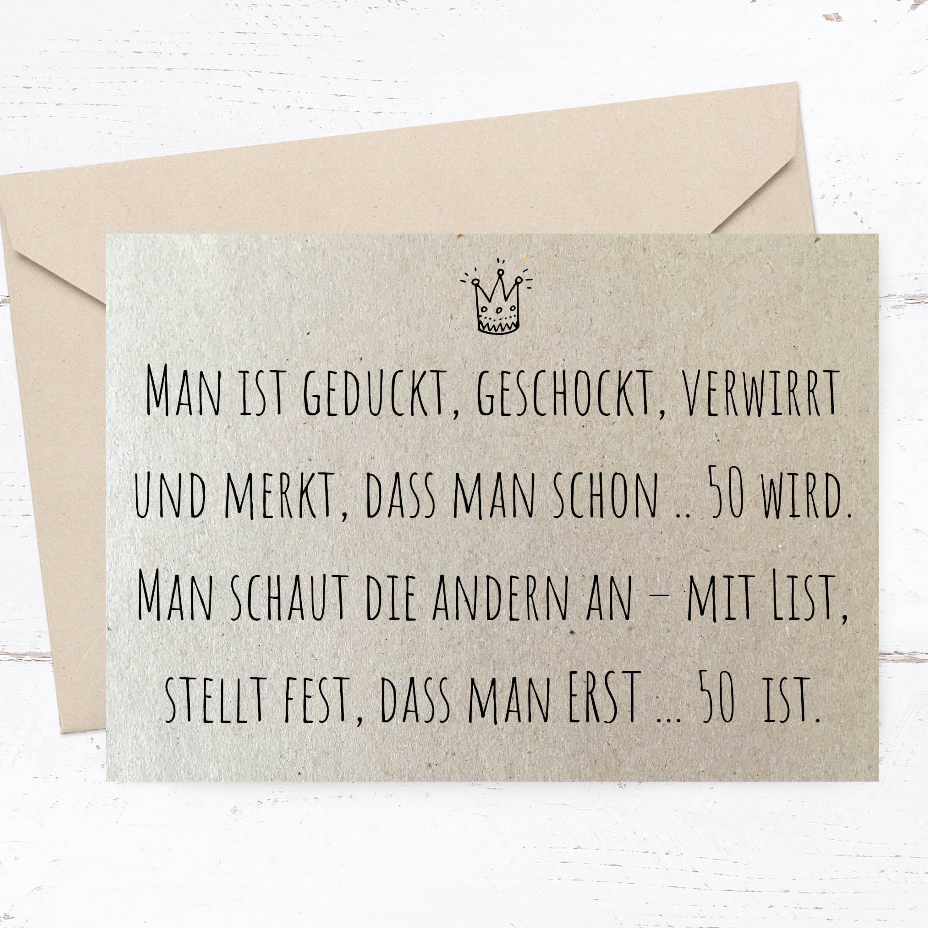 Einladung zum Geburtstag: Man ist geduckt, geschockt, verwirrt und merkt, dass man schon .. 50 wird.